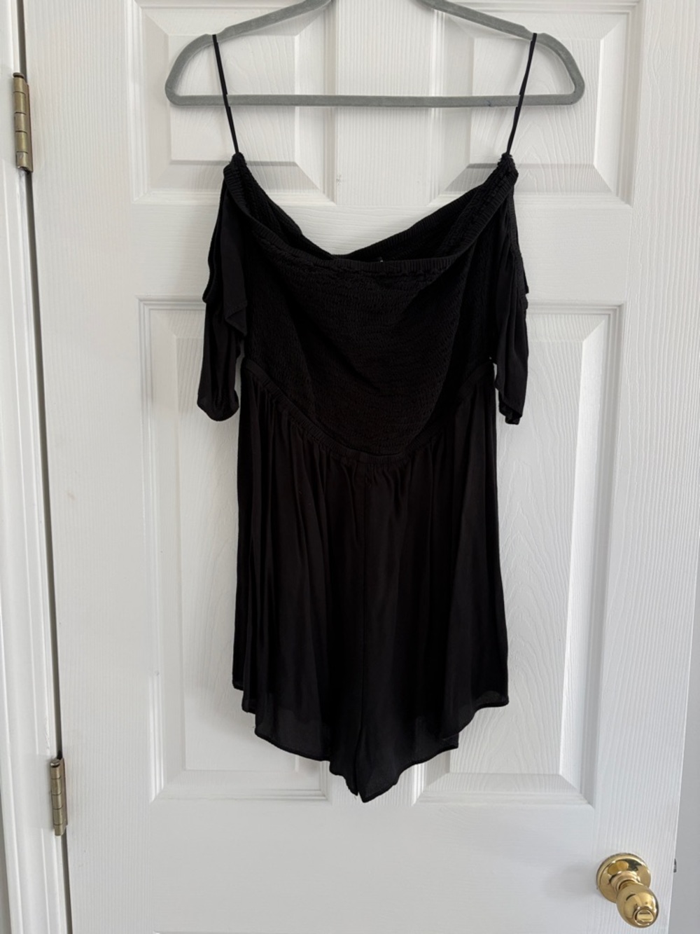 Express Black Smocked Top with Elastic Detail